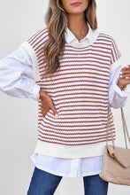 Load image into Gallery viewer, Round Neck Striped Sweater Vest