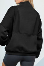 Load image into Gallery viewer, Half Zip Drop Shoulder Long Sleeve Sweatshirt