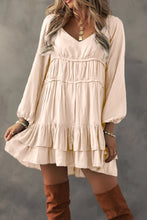 Load image into Gallery viewer, Frill Ruffled V-Neck Long Sleeve Mini Dress