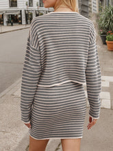 Load image into Gallery viewer, Striped Long Sleeve Top and Skirt Set