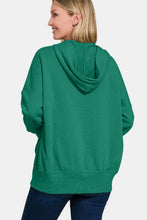 Load image into Gallery viewer, Zenana Half Snap Long Sleeve Hoodie with Kangaroo Pocket