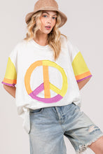 Load image into Gallery viewer, SAGE + FIG Color Block Peace Applique T-Shirt