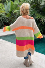 Load image into Gallery viewer, Color Block V-Neck Long Sleeve Sweater Dress