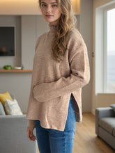 Load image into Gallery viewer, Side Slit Turtleneck Long Sleeve Sweater