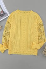 Load image into Gallery viewer, Openwork Round Neck Long Sleeve Sweater