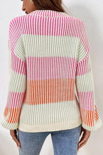 Load image into Gallery viewer, Striped Color Block Round Neck Long Sleeve Sweater