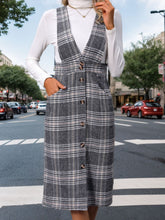 Load image into Gallery viewer, Perfee Pocketed Plaid Overall Dress