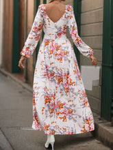 Load image into Gallery viewer, Slit Printed Surplice Long Sleeve Maxi Dress