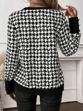 Load image into Gallery viewer, Houndstooth V-Neck Long Sleeve T-Shirt