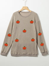 Load image into Gallery viewer, Pumpkin Round Neck Long Sleeve Sweatshirt