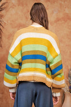 Load image into Gallery viewer, Davi &amp; Dani Contrast Striped Open Front Lantern Sleeve Cardigan