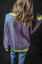 Load image into Gallery viewer, Pumpkin Striped Round Neck Long Sleeve Sweatshirt