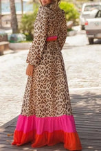 Load image into Gallery viewer, Leopard V-Neck Long Sleeve Maxi Dress