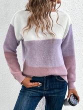 Load image into Gallery viewer, Color Block Boat Neck Sweater