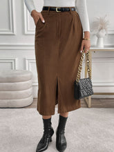 Load image into Gallery viewer, Perfee Slit Midi Skirt with Pockets