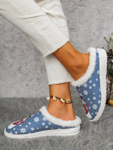 Load image into Gallery viewer, Snowman Print Flat Slippers with Faux Fur