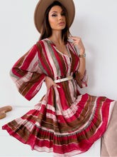 Load image into Gallery viewer, Buttoned Striped Long Sleeve Mini Dress