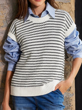 Load image into Gallery viewer, Round Neck Striped Sweater Vest