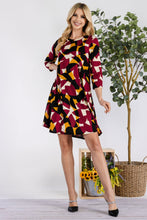 Load image into Gallery viewer, Celeste Full Size Geometric Round Neck Dress with Pockets