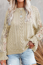 Load image into Gallery viewer, Openwork Round Neck Long Sleeve Sweater