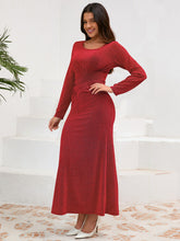 Load image into Gallery viewer, Ruched Round Neck Long Sleeve Dress