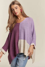 Load image into Gallery viewer, ADORA Side Slit Color Block Long Sleeve Sweater