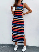 Load image into Gallery viewer, Slit Printed Round Neck Sleeveless Dress