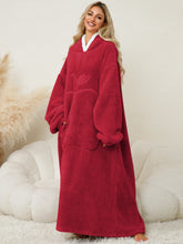 Load image into Gallery viewer, Pocketed Contrast Long Sleeve Hooded Lounge Dress