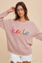 Load image into Gallery viewer, Annie Wear HELLO Embroidered Raglan Sleeve Sweater