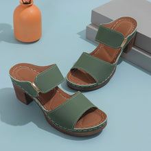 Load image into Gallery viewer, PU Leather Block Heel Sandals