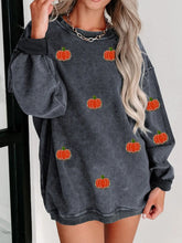 Load image into Gallery viewer, Pumpkin Round Neck Long Sleeve Sweatshirt