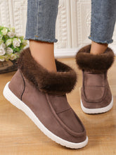 Load image into Gallery viewer, Faux Fur Suede Round Toe Sneakers