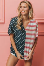 Load image into Gallery viewer, BiBi US Flag Themed Color Block Short Sleeve T-Shirt