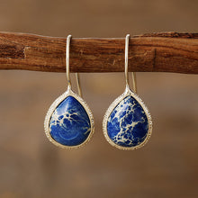 Load image into Gallery viewer, Copper Natural Stone Teardrop Shape Earrings