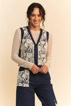 Load image into Gallery viewer, Davi &amp; Dani Lace Patch Open Front Denim Vest