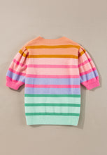 Load image into Gallery viewer, Striped Round Neck Half Sleeve Sweater