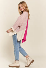 Load image into Gallery viewer, ADORA Side Slit Color Block Long Sleeve Sweater