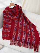 Load image into Gallery viewer, Fringe Contrast Hooded Poncho