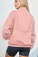 Load image into Gallery viewer, Half Zip Drop Shoulder Long Sleeve Sweatshirt