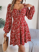 Load image into Gallery viewer, Printed Sweetheart Neck Balloon Sleeve Mini Dress