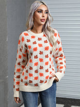 Load image into Gallery viewer, Angel Wings Maple Leaf Round Neck Long Sleeve Sweater