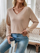 Load image into Gallery viewer, Lace Detail Cutout V-Neck Long Sleeve T-Shirt