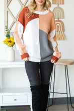 Load image into Gallery viewer, Color Block Drop Shoulder Long Sleeve Sweater