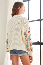 Load image into Gallery viewer, ADORA Full Size Contrast Crochet Open Front Long Sleeve Cardigan