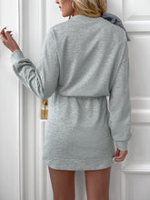 Load image into Gallery viewer, Perfee Bow Dropped Shoulder Long Sleeve Mini Dress