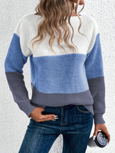 Load image into Gallery viewer, Color Block Boat Neck Sweater