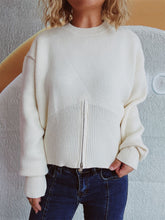 Load image into Gallery viewer, Round Neck Half Zip Long Sleeve Sweater