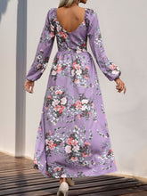 Load image into Gallery viewer, Slit Printed Surplice Long Sleeve Maxi Dress