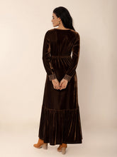 Load image into Gallery viewer, Lace Detail V-Neck Long Sleeve Maxi Dress