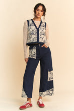 Load image into Gallery viewer, Davi &amp; Dani Lace Patch Open Front Denim Vest